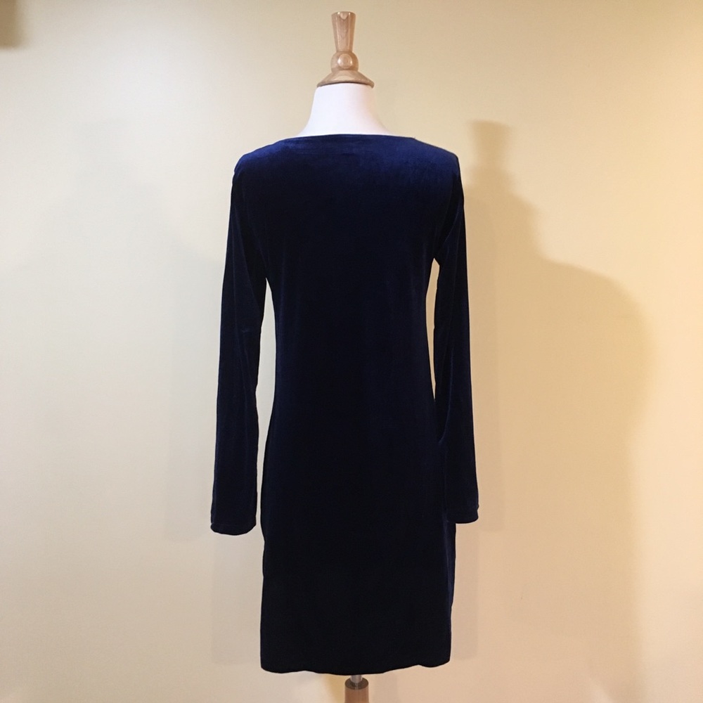 Luxe Midnight Blue Velvet Strappy Tunic Dress - Picture 5 of 5